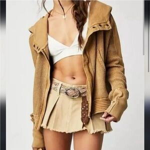 Free People One Mason Tan Waffle Hoodie